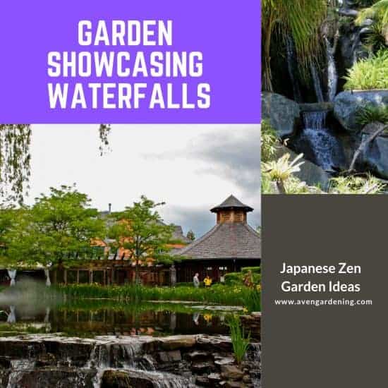 Japanese garden showcasing waterfalls